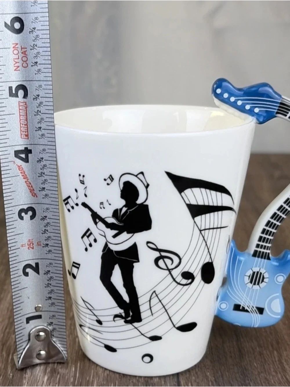 Acoustic Guitar Handle Music Note Coffee Cup Mug Musician Teacher Blues